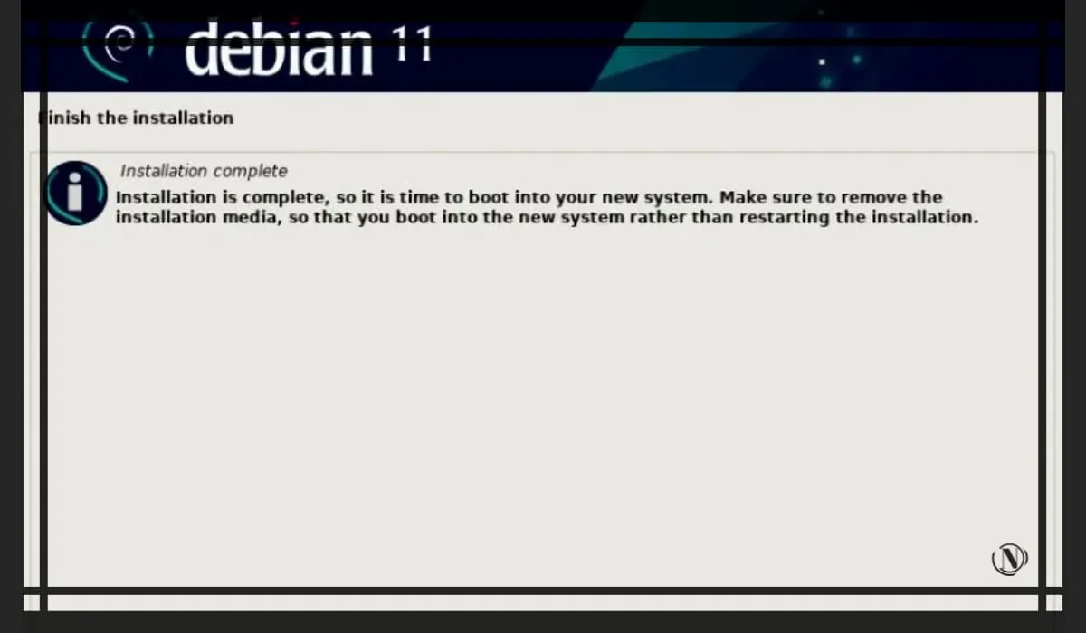 Установка Debian 11 - завершение инсталляции.