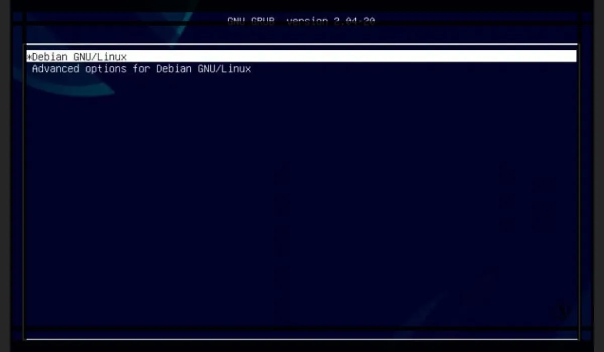 Окно загрузчика GRUB. Загрузка Debian 11.